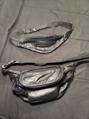 Black Leather Waist Pack - Sleek Fanny Pack for Women for travel,raves, festival
